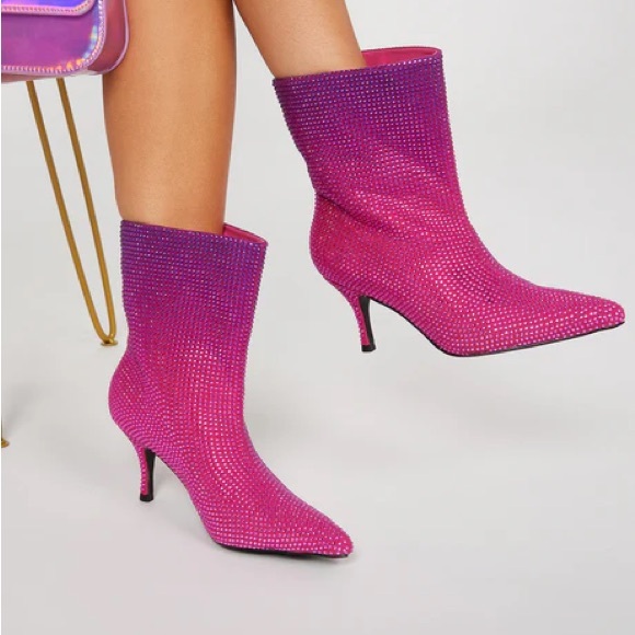 Azarayah Shoes - Vibrant Pink and Purple Heeled Boots